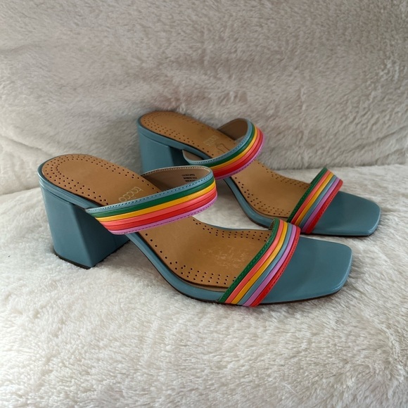 Ann Taylor Machelle Rainbow Leather Block Heel Sandals - Picture 3 of 14
